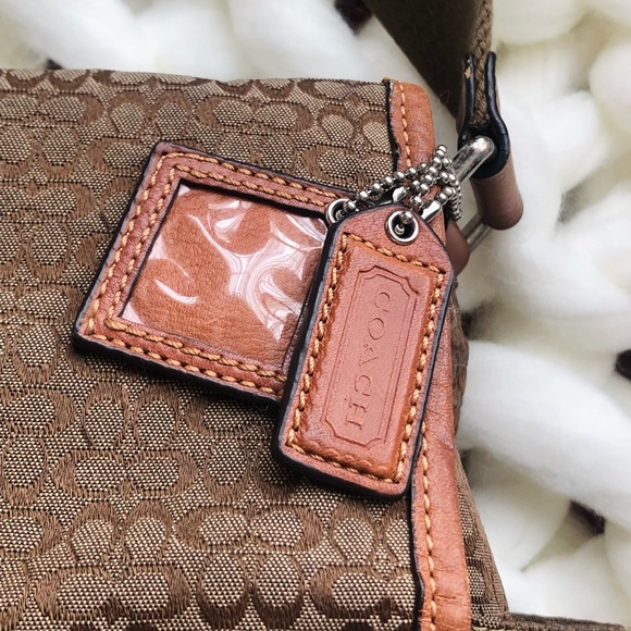 Coach Large Mini Signature Tote Khaki Tan Canvas Jacquard and Leather - Picture 16 of 16